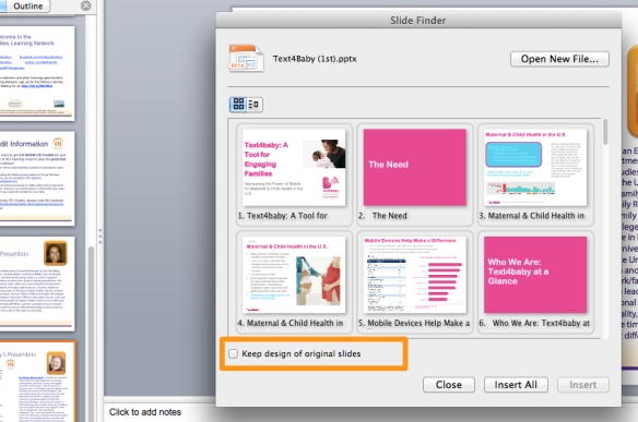 How to merge PowerPoints files and not mess up the original formatting